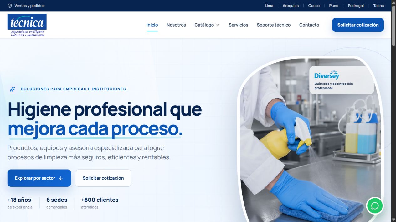 Captura del sitio público de Técnica Perú
