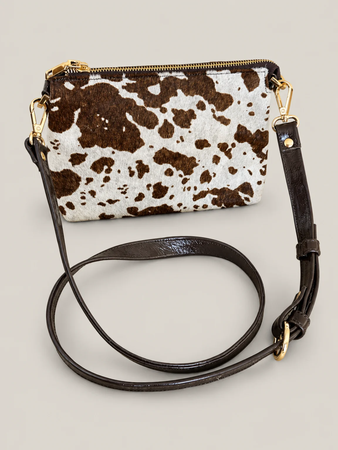 Cartera vaquita marrón Marrón y blanco